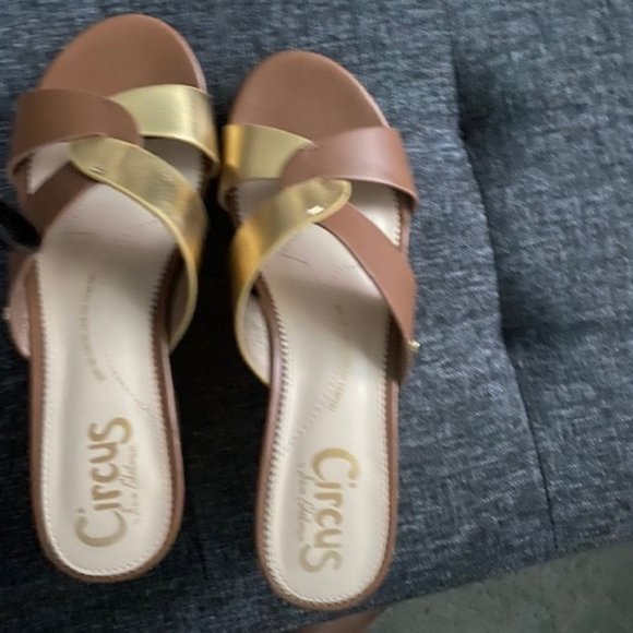 Brown & Gold Sam Edelman Wedge - Picture 1 of 2